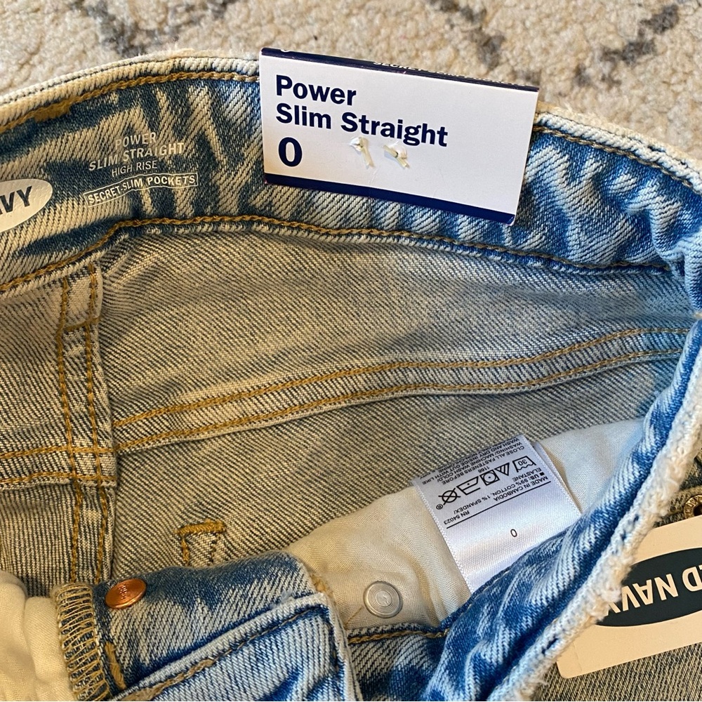 Old Navy Power Slim Straight Ankle Jeans Buttlon Fly Distressed - Picture 5 of 8